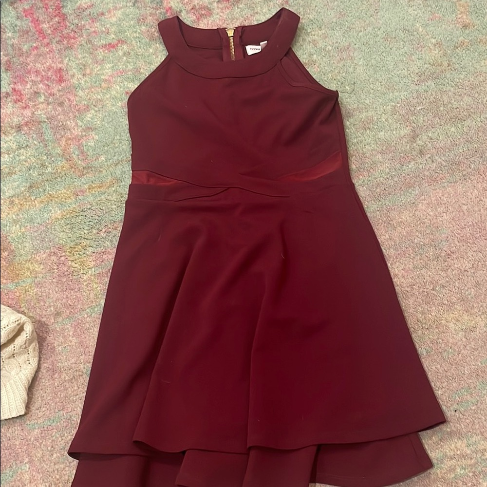 Honey and Rosie Red Sleeveless Halter Fit and Flare Dress